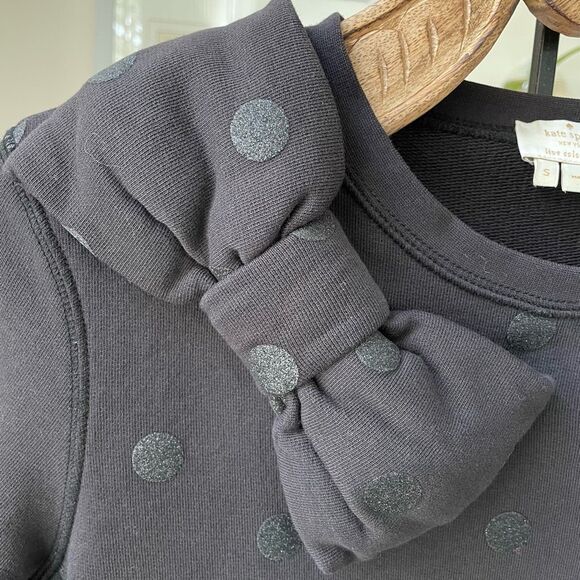 Kate Spade Steal The Spotlight Black Glitter Dot Bow Sweatshirt $178 S - Picture 4 of 8